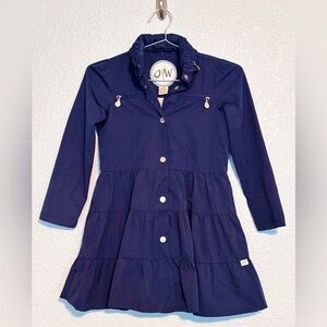 Oil & Water Stylish The Twirl Navy Rain Coat Jacket with Packable Hood